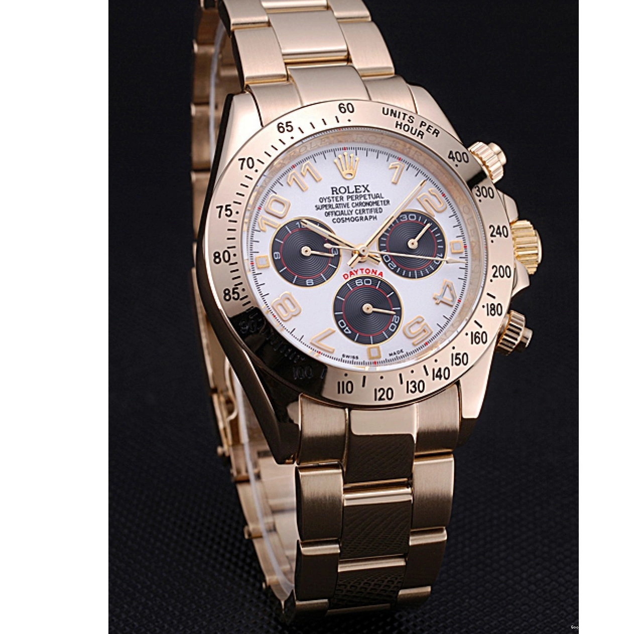 Good copy rolex watches White Rolex Black Daytona Cosmograph Gold 622548 Subdials with Bracelet 0520